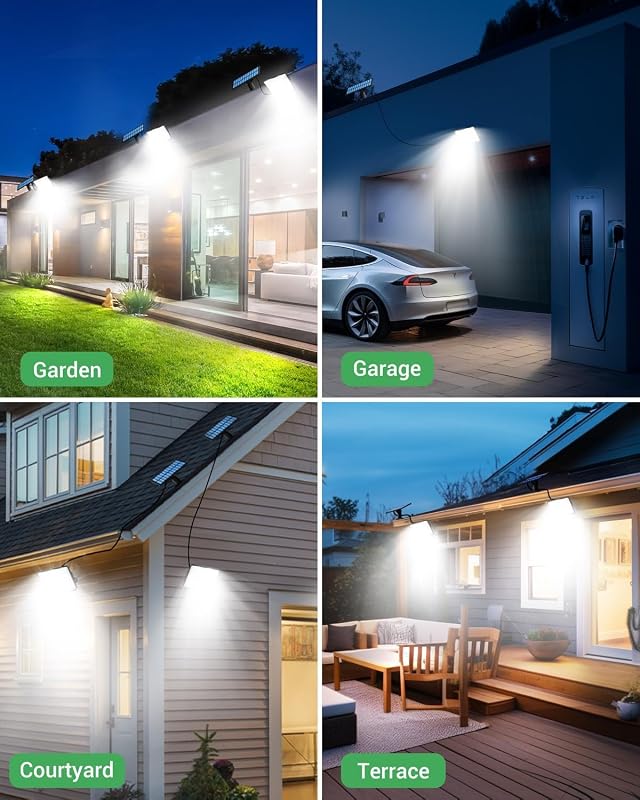 LOTMOS 342 LED napelemes kültéri lámpa mozgásérzékelővel, IP65 vízálló, 3 módú reflektor távirányítóval