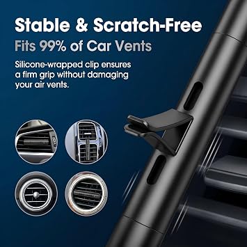 2 PCS Car Vent Clip Air Freshener Diffuser with 12 Odorless Refill Sticks, Refillable Essential Oil Set for Car, Office, Kitchen & Bathroom, Universal Car Accessory for Women Men (Black)