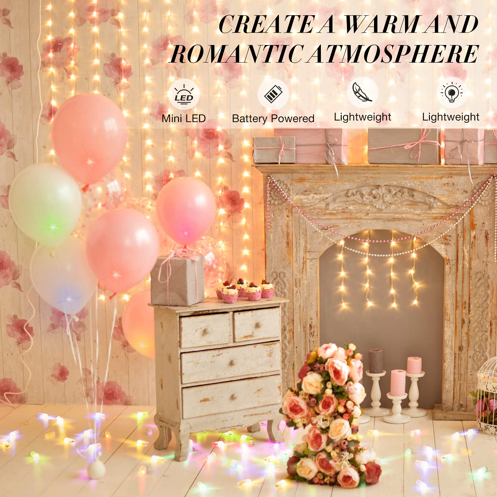 Yizhet 30x LED-ballonverlichting Waterdichte verlichting Ballonnen Feest LED-licht voor papieren lantaarns Ballonnen Bloemdecoratie, Bruiloft, Kerstdecoratie (Knipperend, Kleurrijk/RGB