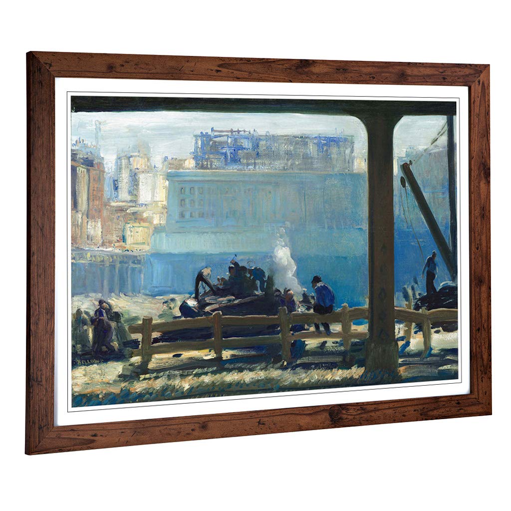 Big Box Art Framed Print of George Bellows Blue Morning Design | Wall Art Picture | Home Decor for Kitchen, Living, Dining Room, Bedroom, Hallway, Office, Walnut, A2 / 24.5x18 Inch / 62x45cm