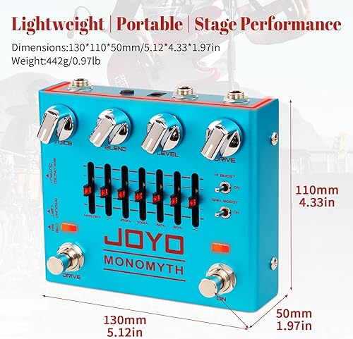 Miniatura 7 de JOYO Pedal de efecto simulador de amplificador de sobremarcha con ecualizador gráfico de 6 bandas e interruptor de reducción de ruido para bajista