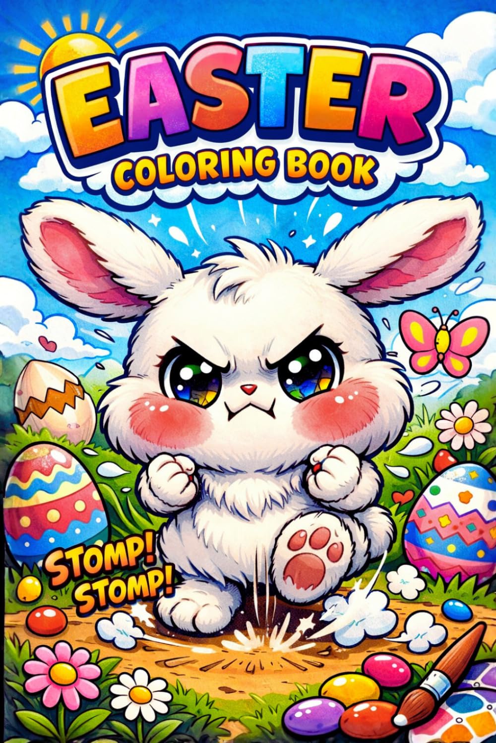 Easter Coloring Book: Funny Grumpy Bunny Coloring Pages Featuring Easter Activities, Egg Decorating, Baking, Gardening & More | Stress Relief Coloring for Adults & Teens