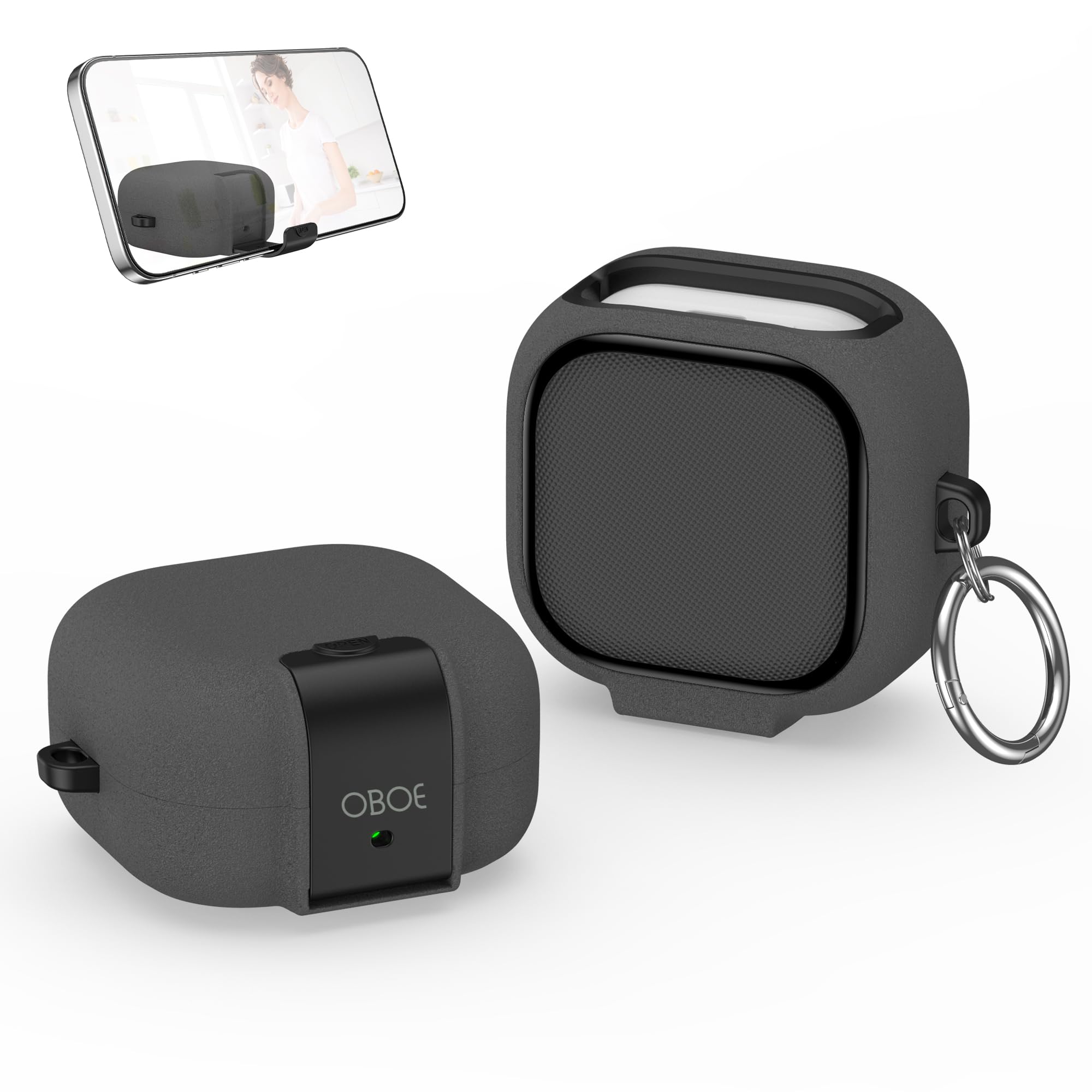 Oboe Aegis Case 'Compatible with' Samsung Galaxy Buds 4 & 4 Pro Case with Phone Stand & Keyring (Stone Grey) [Buds & ChargingCase NOT Included]-image-32