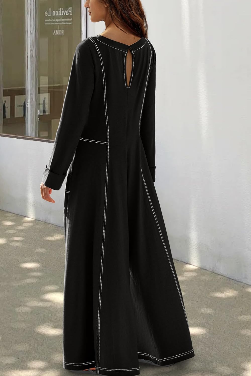 Yanekop Womens Long Sleeve Jumpsuit Casual Loose Fit Overalls Wide Leg Jumpsuits One Piece Outfits with Pockets - Image 3