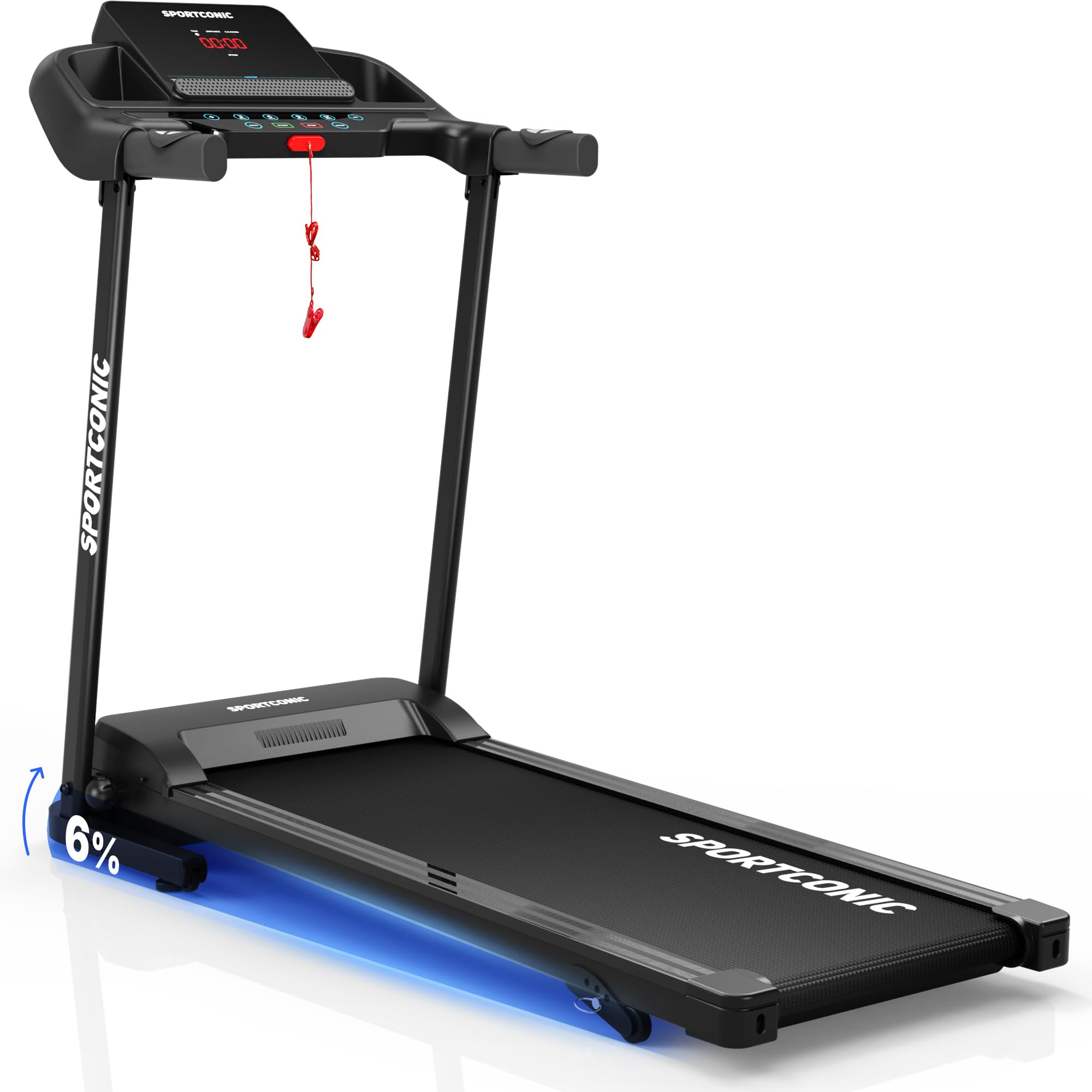 Sportconic Tapis Roulant Elettrico Pieghevole con Inclinazione, Walking Pad Silenzioso Salvaspazio, Tapirulan da Casa per Allenamento Ufficio (Escluso il tappetino protettivo, 1-12 km/h (T140))