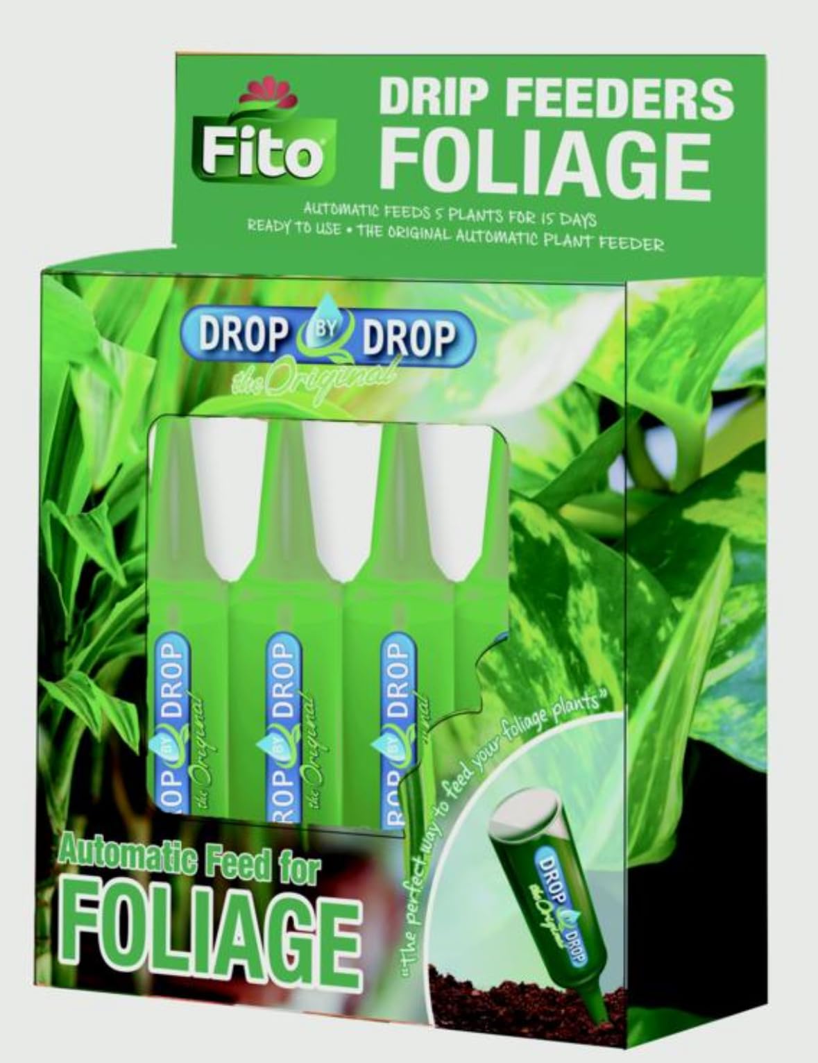Home Fittings ® Fito Foliage Drip Feeders 32ml 15 Days Plants Feed Food Fertiliser Nutrition Garden Gardening Each Feeder Lasts Up to 2 Weeks No Measuring (Pack of 5)