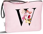 Vavabox A-Z Personalized Makeup Bag, Birthday Gifts for Women, Gifts for Best Friend, Bride Bridesmaid Cosmetic Bag (M, Black)