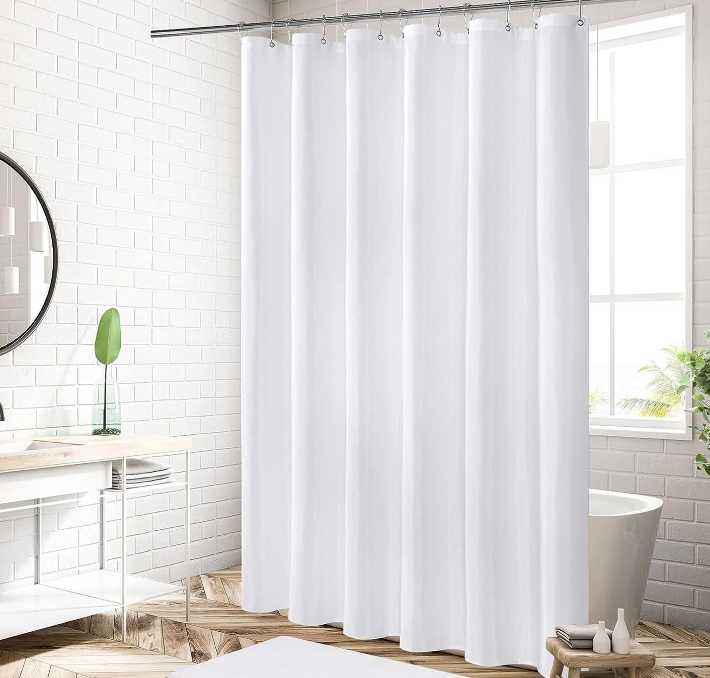 Cortina de ducha impermeable, tela antimoho, de secado rápido, lavable, para bañera, elegante y duradera, fácil de limpiar