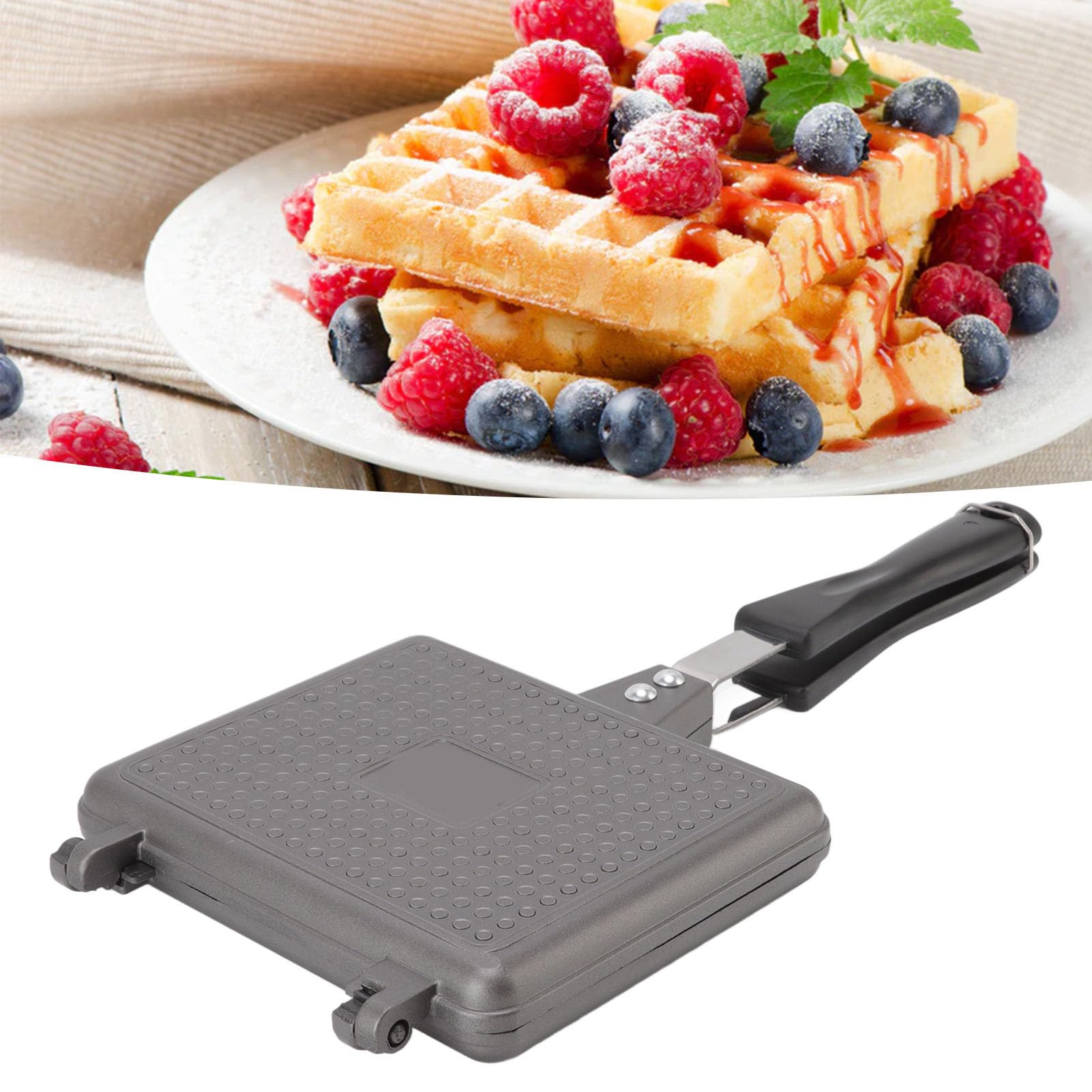 Stampo per waffle, macchina per waffle antiaderente, teglia quadrata in alluminio pressofuso di facile utilizzo con isolamento termico per la preparazione di colazioni indoor e