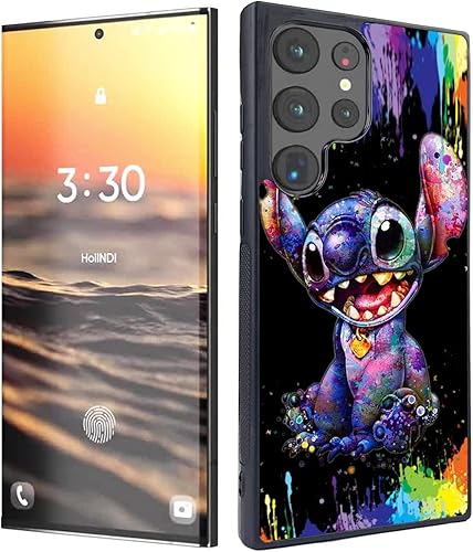 Miniatura 1 de VONDEER Funda diseñada a prueba de golpes para Samsung Galaxy S23 Ultra 5G, colorida funda de teléfono de TPU negro de Lilo y Stitch de dibujos