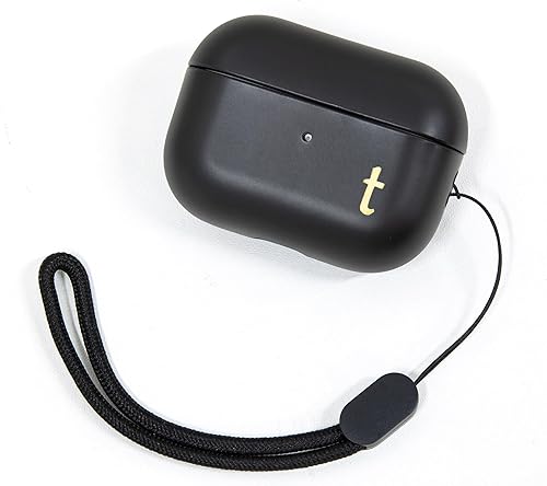COLLECTIVE HOME - Funda negra para AirPods Pro de 1 y 2 generación, diseño de letra personalizado, elegante y seguro con cordón, material de TPU