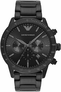 Emporio Armani Uhr für Männer, Quarz-Dreizeiger-Chronographenwerk und 43mm Gehäusegröße mit Edelstahlarmband