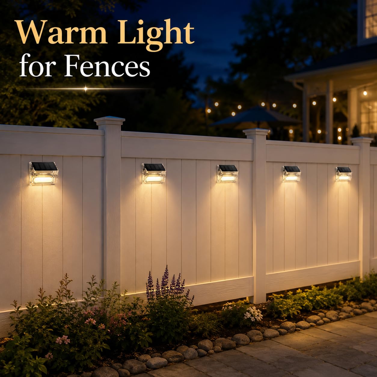Qualdout Luces solares para cubierta al aire libre, paquete de 8 luces solares para vallas, IP65, impermeables, luces LED solares para barandilla, pared, piscina, escalera, patio, jardín, decoración