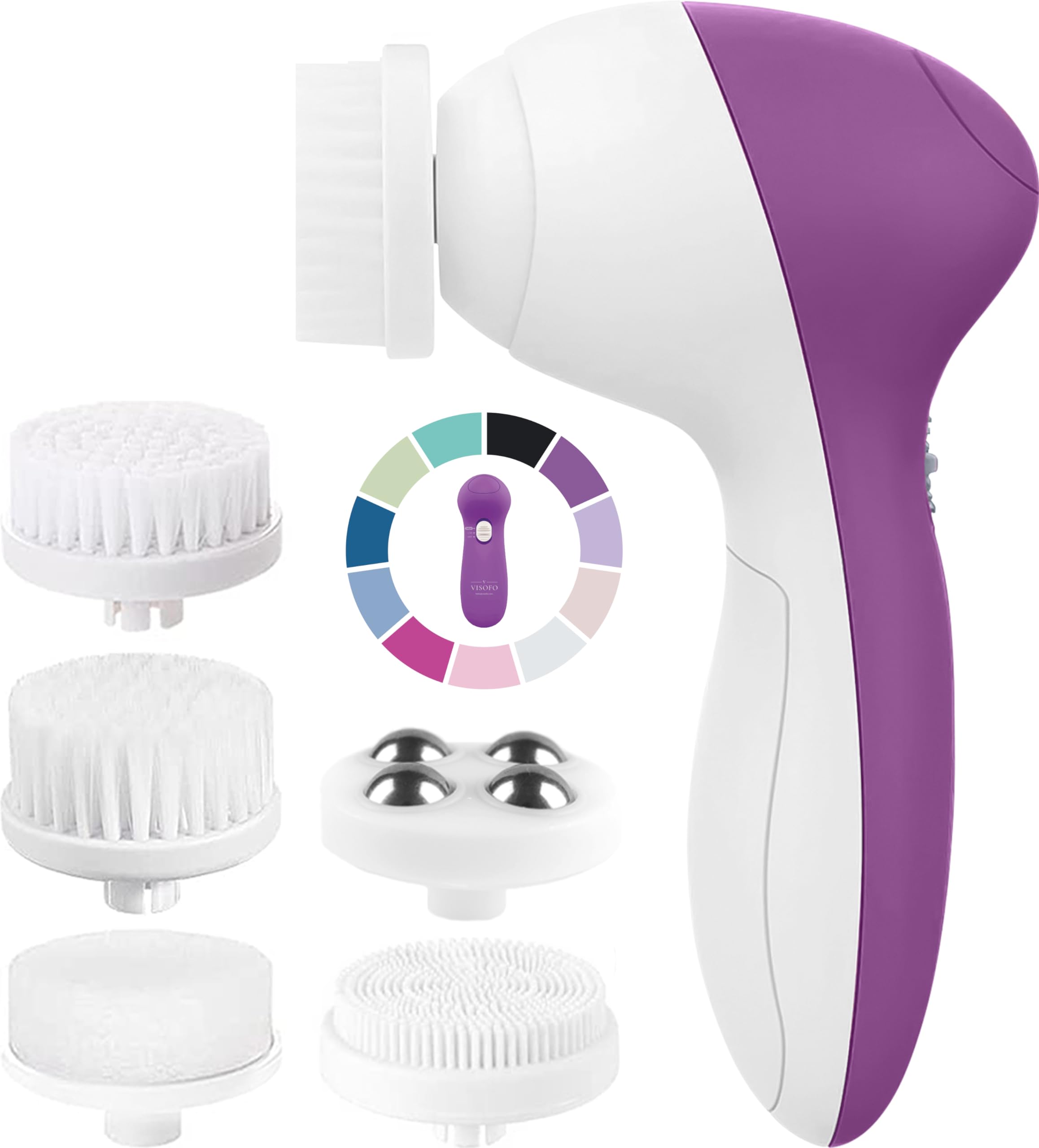 VISOFO Face Scrubber | Facial Cleansing Brush Exfoliator Skin Care Beauty Products Powered Electric Wash Exfoliating Skincare Women Spin Cleanser Tools Cleaning Scrub Washer Self Care (Amethyst)