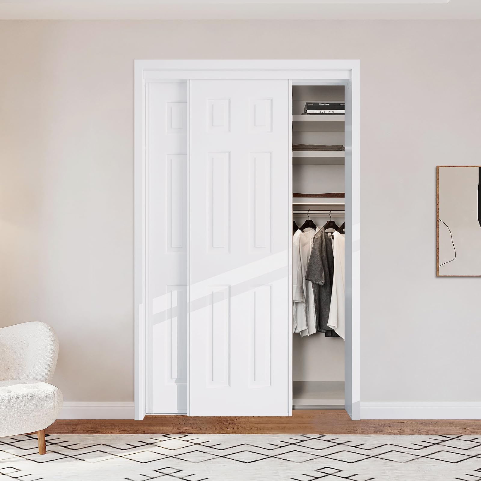 Sweet closet プロフ必読様 BARNSMITH 48x80 in 6-Panel Bypass Sliding Closet Door, Steel Frame