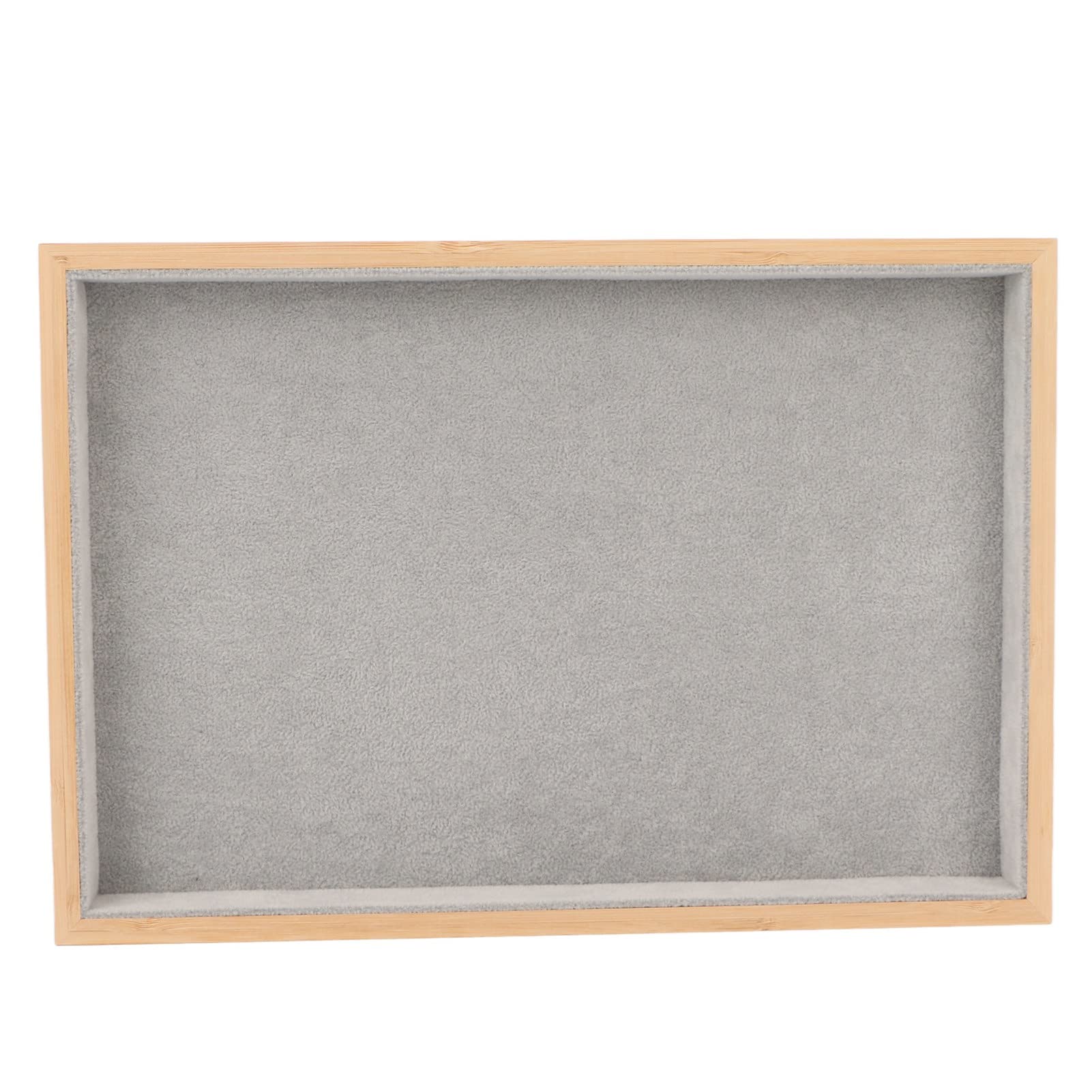 Bandeja De Joyería De Madera, Estuche De Almacenamiento Organizador De Exhibición De Terciopelo, Bandejas De Exhibición De Joyería Multiusos Para Pendientes Y Collares(Gris)