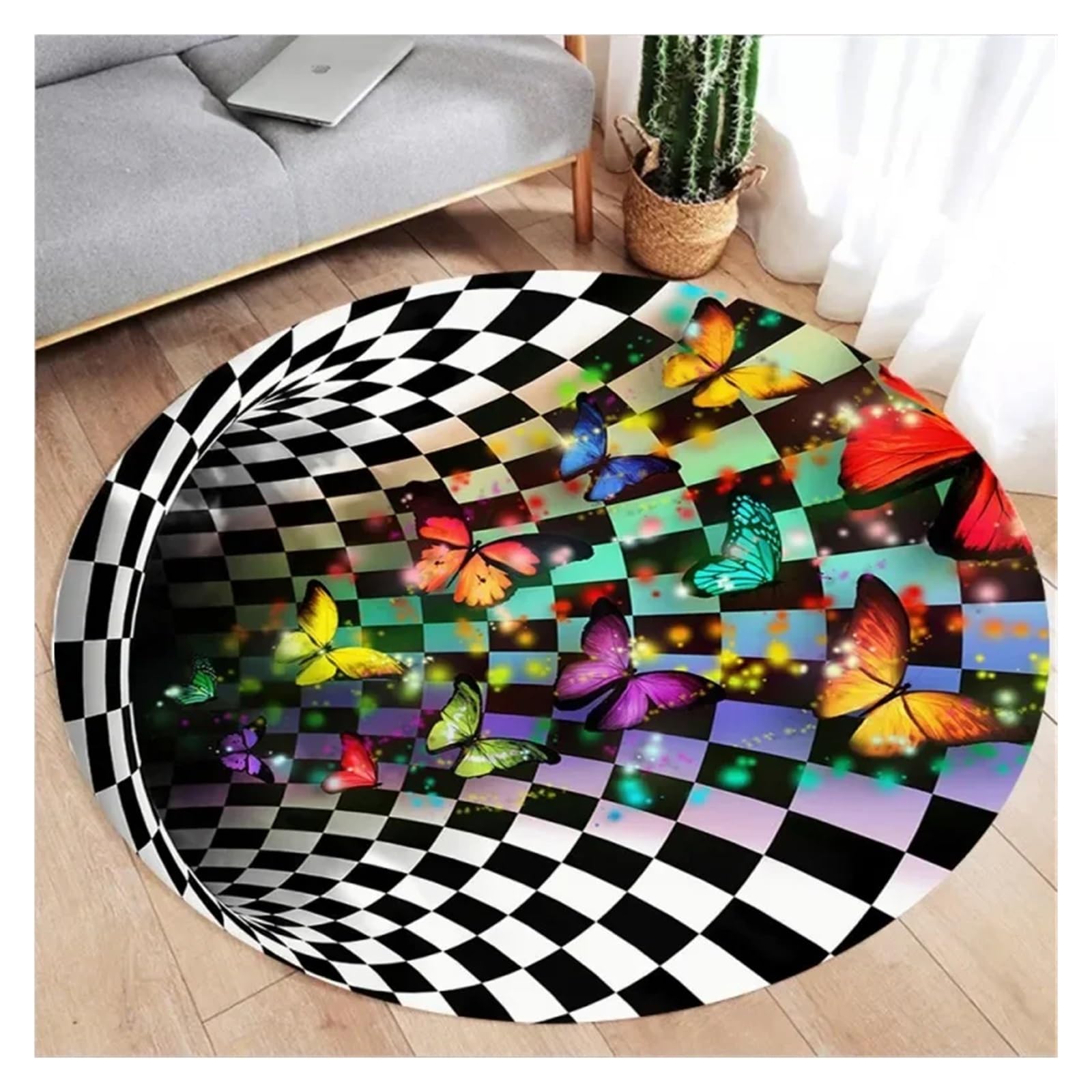 Tapis illusion d'optique rond 140cm | Design vortex moderne pour votre salon