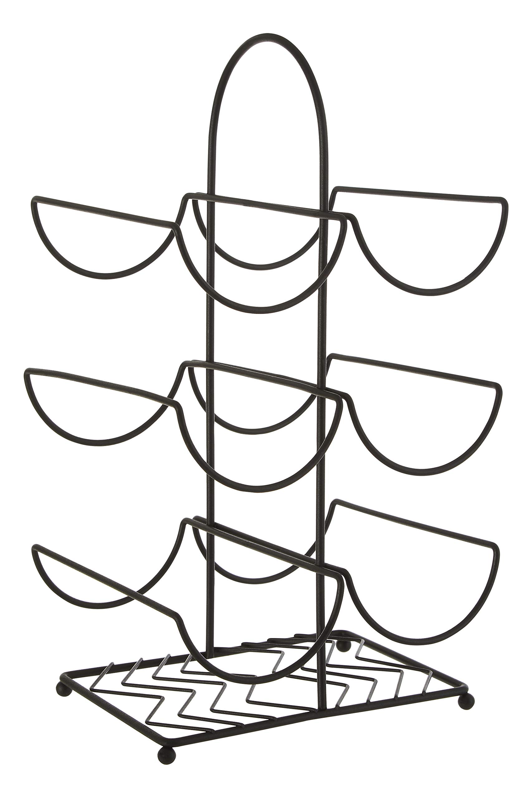 Premier Housewares Sleek Black Powder Coat 6 Bottle Wine Rack | Modern Design Bottle Rack For Cupboard | Durable Wine Rack For Kitchen | Non Corrosive Wine Holder For Parties