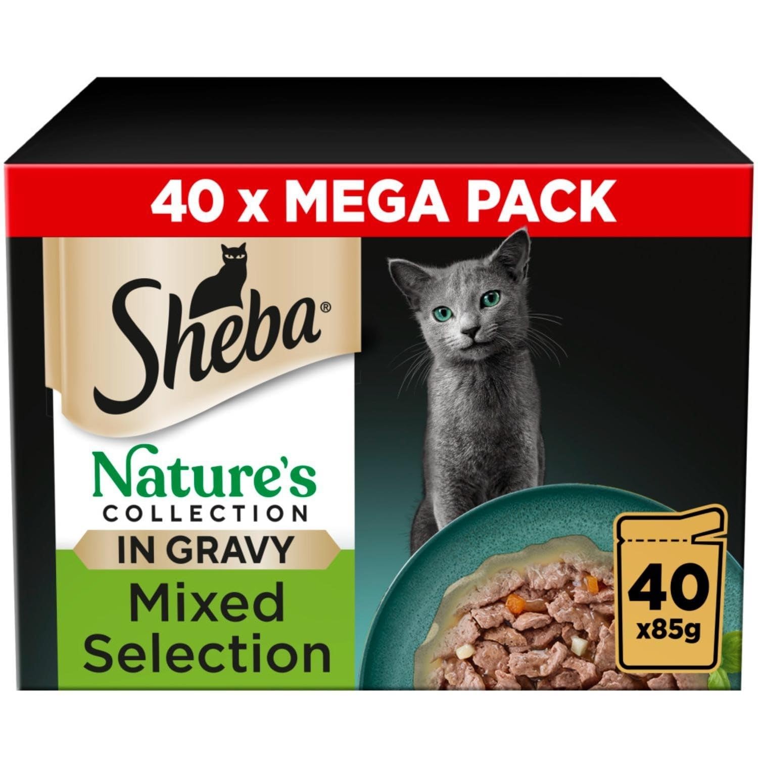 Sheba Natures Collection Adult Wet Cat Food Pouches Mixed in Gravy 120 x 85g