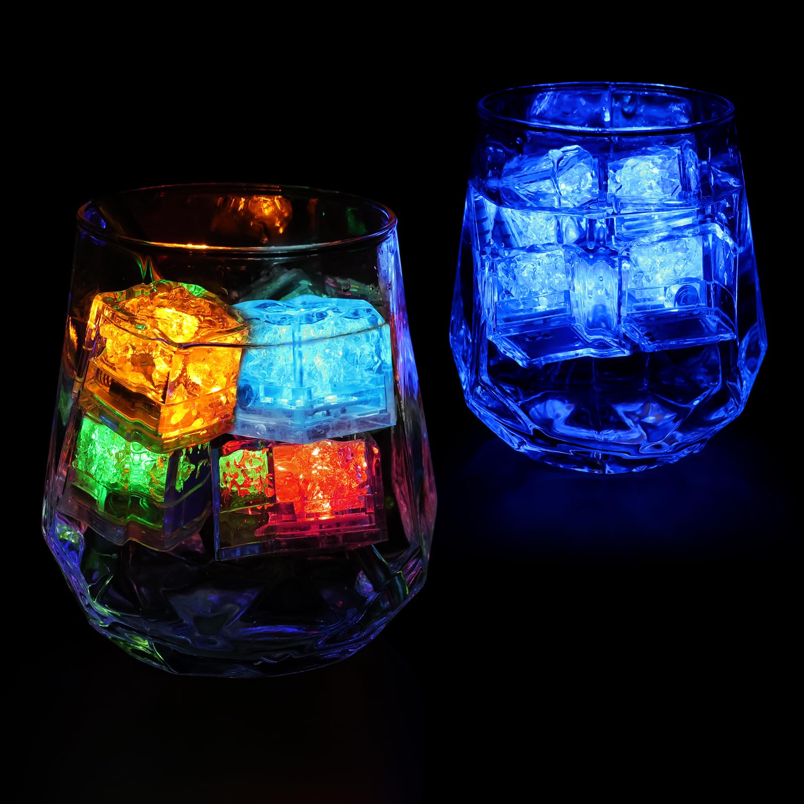 Paquete de 40 cubitos de hielo iluminados para bebidas, cubitos de hielo LED activados por líquido con 5 popotes, reutilizables, de grado alimenticio, multicolor para bares, clubes, bodas