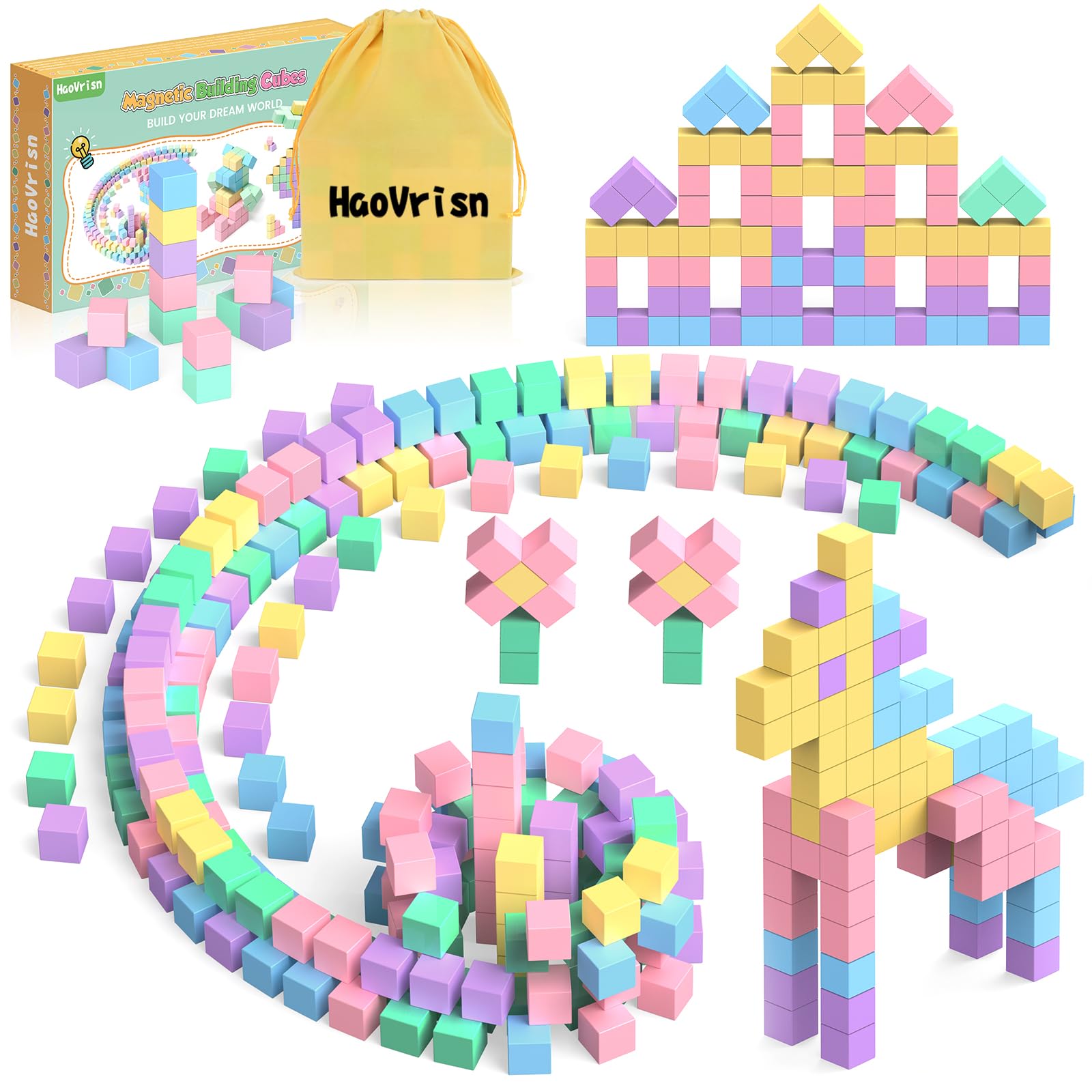 HaoVrisn Magnetische Bausteine Blöcke für Kinder, 45 Stück Magnetbausteine Magnet Spielzeug Kinder, Magnetisches Spielzeug ab 3 4 5 6 7 8 Geschenk für Jungen und Mädchen (2.5CM*2.5CM)
