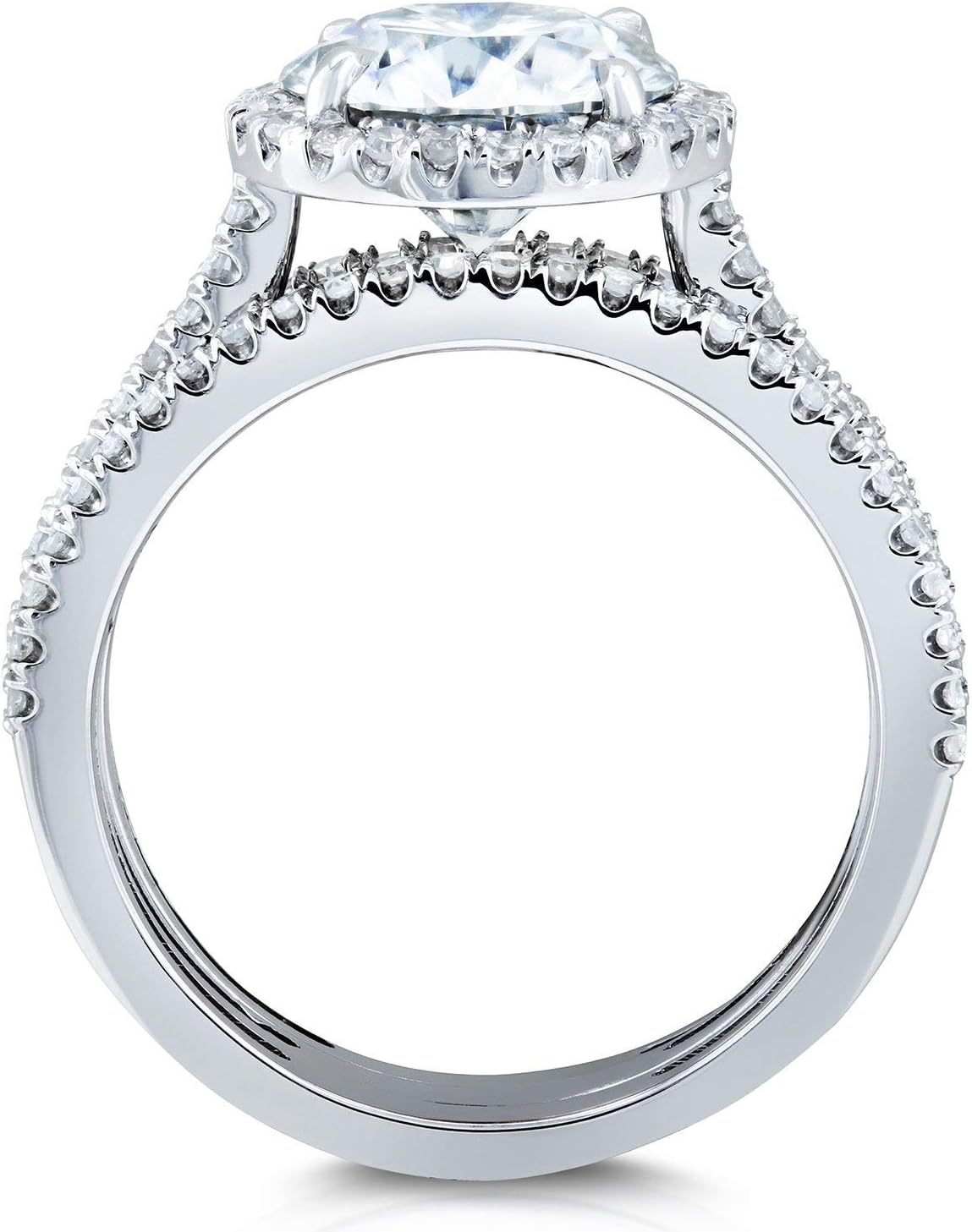Kobelli Round Brilliant Moissanite Halo 3-Piece Bridal Rings Set 2 1/2 CTW 14k White Gold (DEF/VS, GH/I)