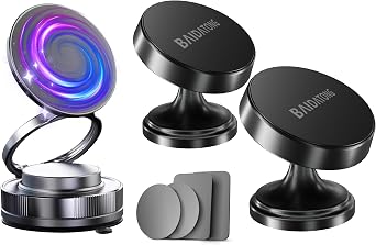 Magnetic Phone Mount & Metal Plates Set 3Pack Magnetic Car Phone Holder + 4-Pack Strong Metal Plates for iPhone, Samsung, and More Universal Dashboard & Air Vent Mount for Smartphones Secure, D