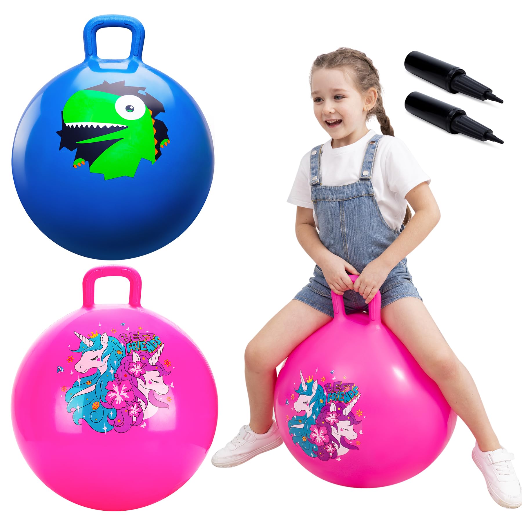 U&C Planet 2 Pack of Space Hoppers Hopperballs with Handle Hopper Toys for Kids Age 3-8 Garden Game Indoor & Outdoor Play Gifts for Children
