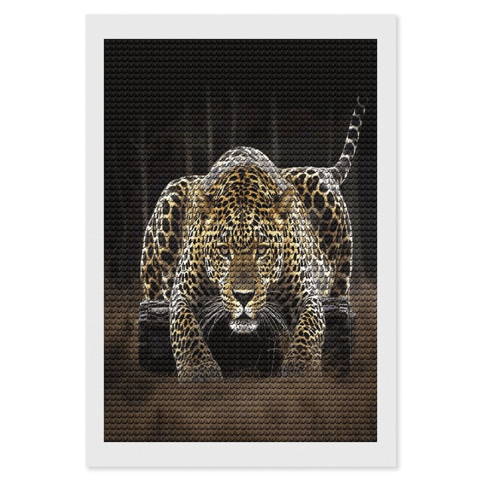 FekiLoot Leopard2 Diamond Art Kits for Adults Diamond Painting Kits for Beginners DIY Diamond Art Kits Round Full Drill Diamond Dot Gem Painting for Home Wall Decor Gift 8"x12"