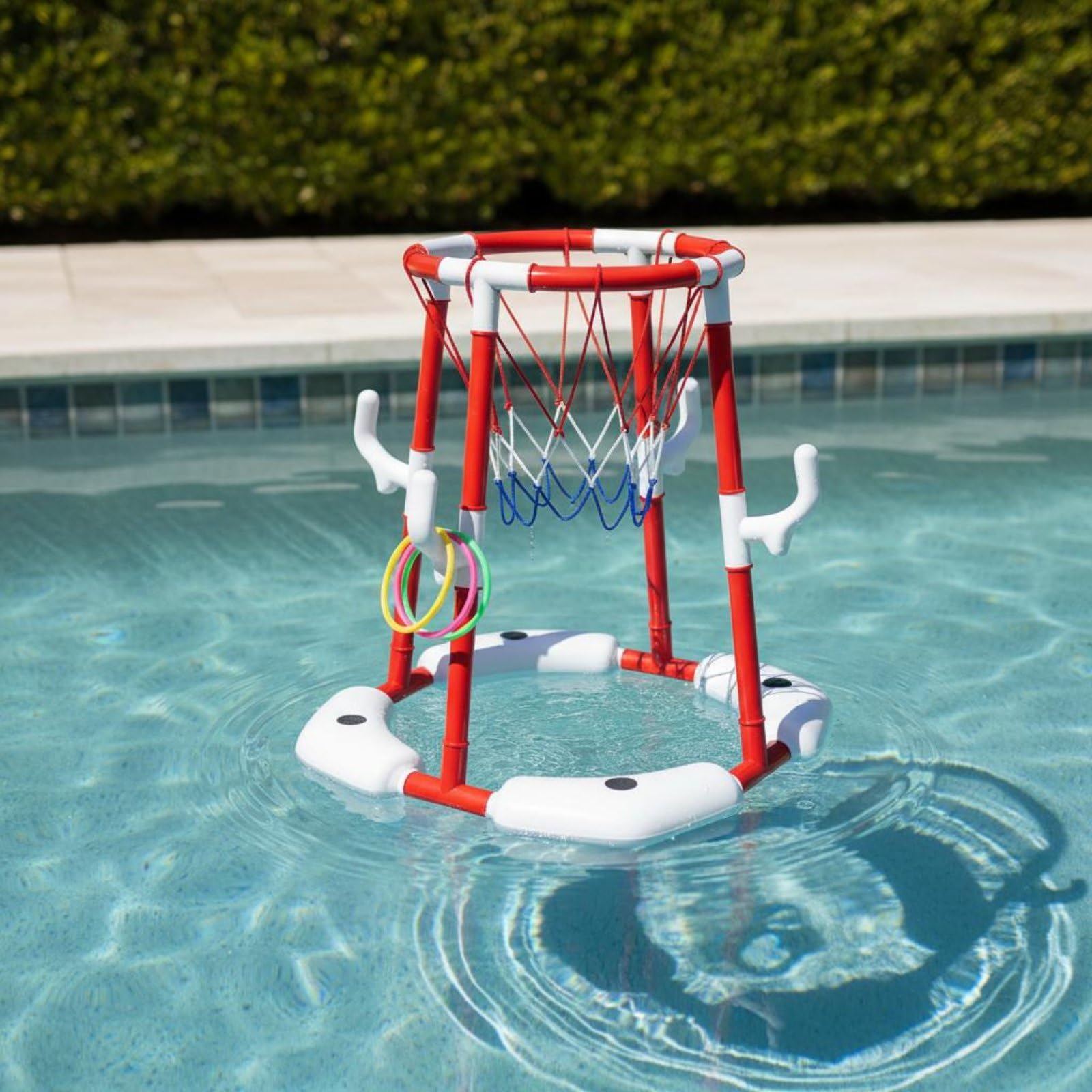 Baoblaze Panier de Basket Flottant Enfants Piscine Jouet Gonflable But Aquatique Cercle de Basket Anneau Flottant Base Gonflable pour Flottabilité et Stabilité, Blue, Model 011