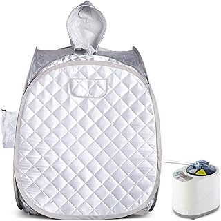 ZONEMEL Portable Steam Sauna for Home, Personal Full Body Spa for Relaxation, Spa Tent with Hat, Leg Spa Design, 2L 900W Steam Generator with Remote Control-(Silver, L 33.5”x W 32.3”x H 41.7”)
