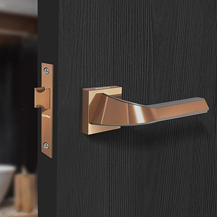 Plantex Heavy Duty Door Lock Bathroom Door Lock/Mortise Keyless Handle Set for Home/Bathroom/Store Room/Balcony/Office with Baby Latch Bathroom Accessories (7090 PVD Satin Black Matt Finish)