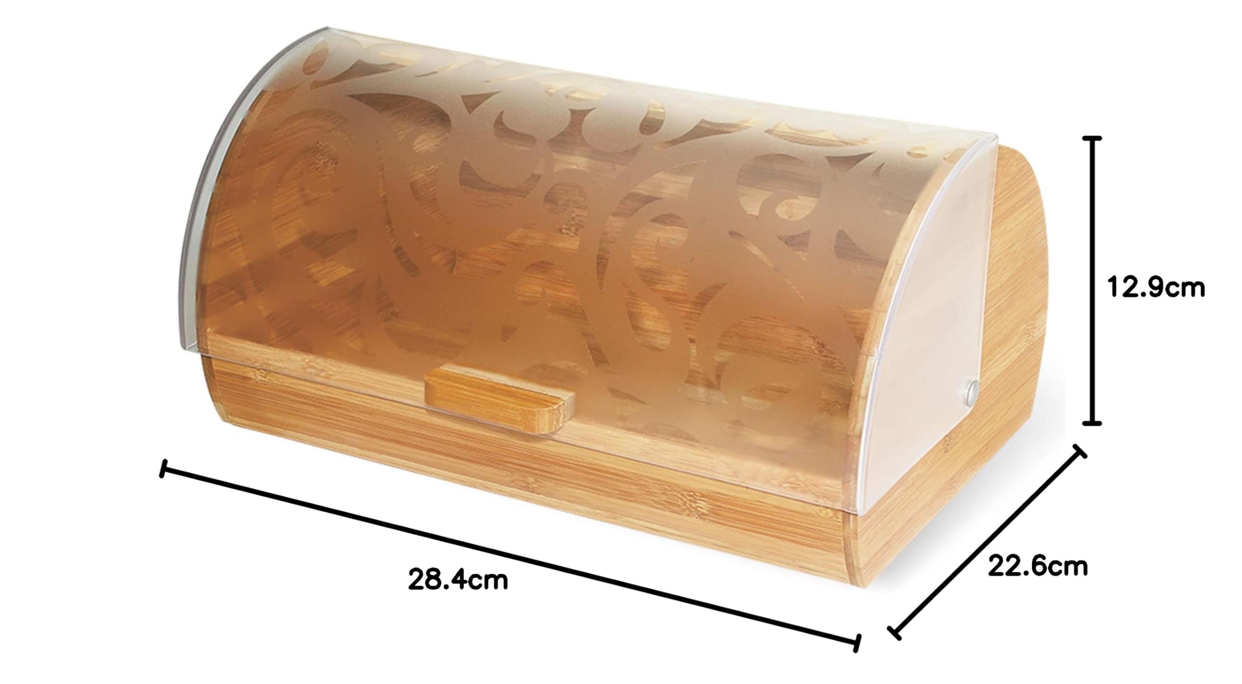 Maestro MR-1674S Panera de Mesa para Guardar Pan, Tapa Deslizante, Contenedor para Almacenamiento Pan y Bollería, Diseño Elegante, Acero Inoxidable, Madera, Bread Box
