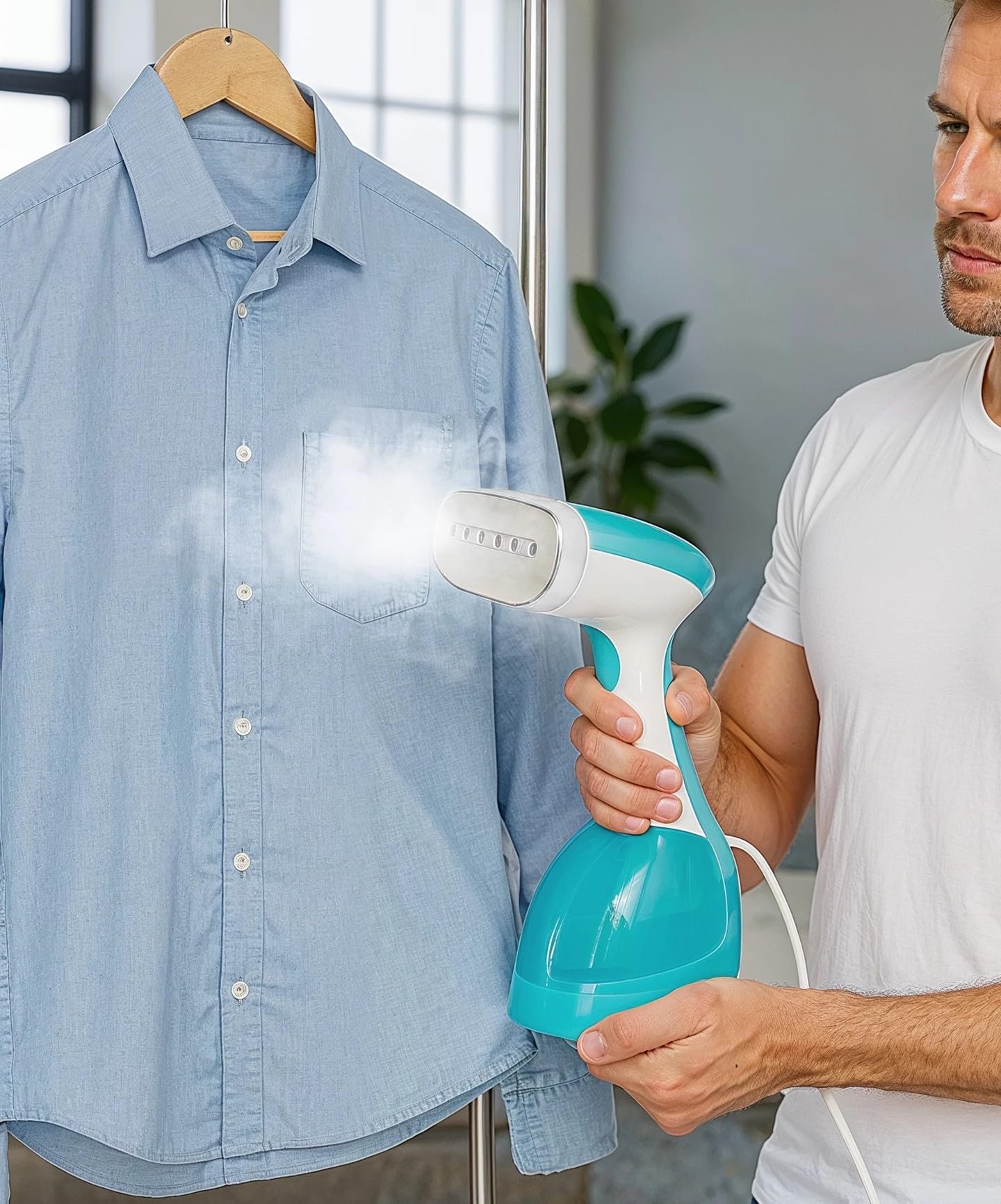Trisa Silky Steam Dampfbürste 2000W, Edelstahlsohle, 300ml Tank, Türkis