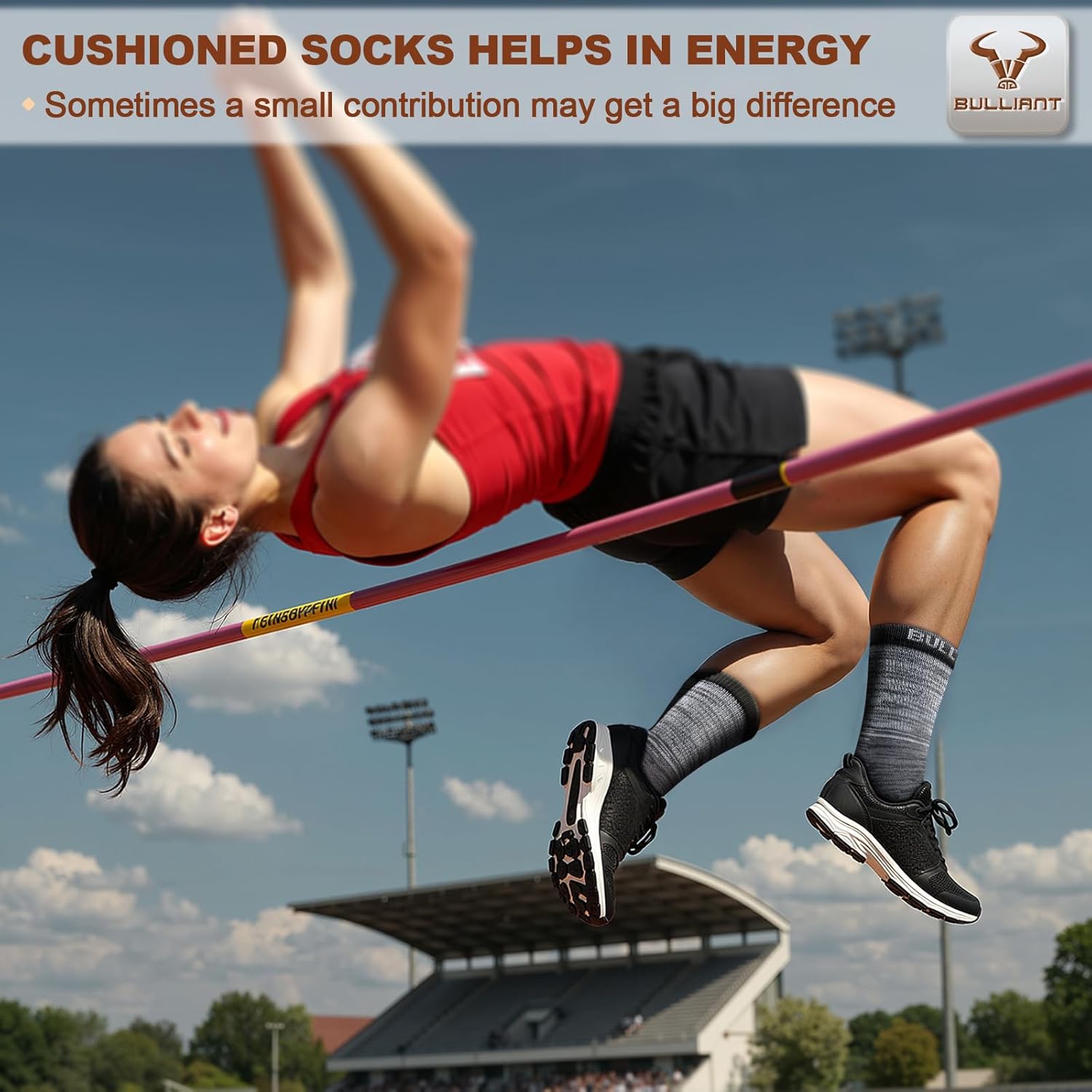 BULLIANT Compression Socks for Men 6Pairs, Athletic Crew Socks Cushioned For Men Sports Running-Arch Support - Image 7