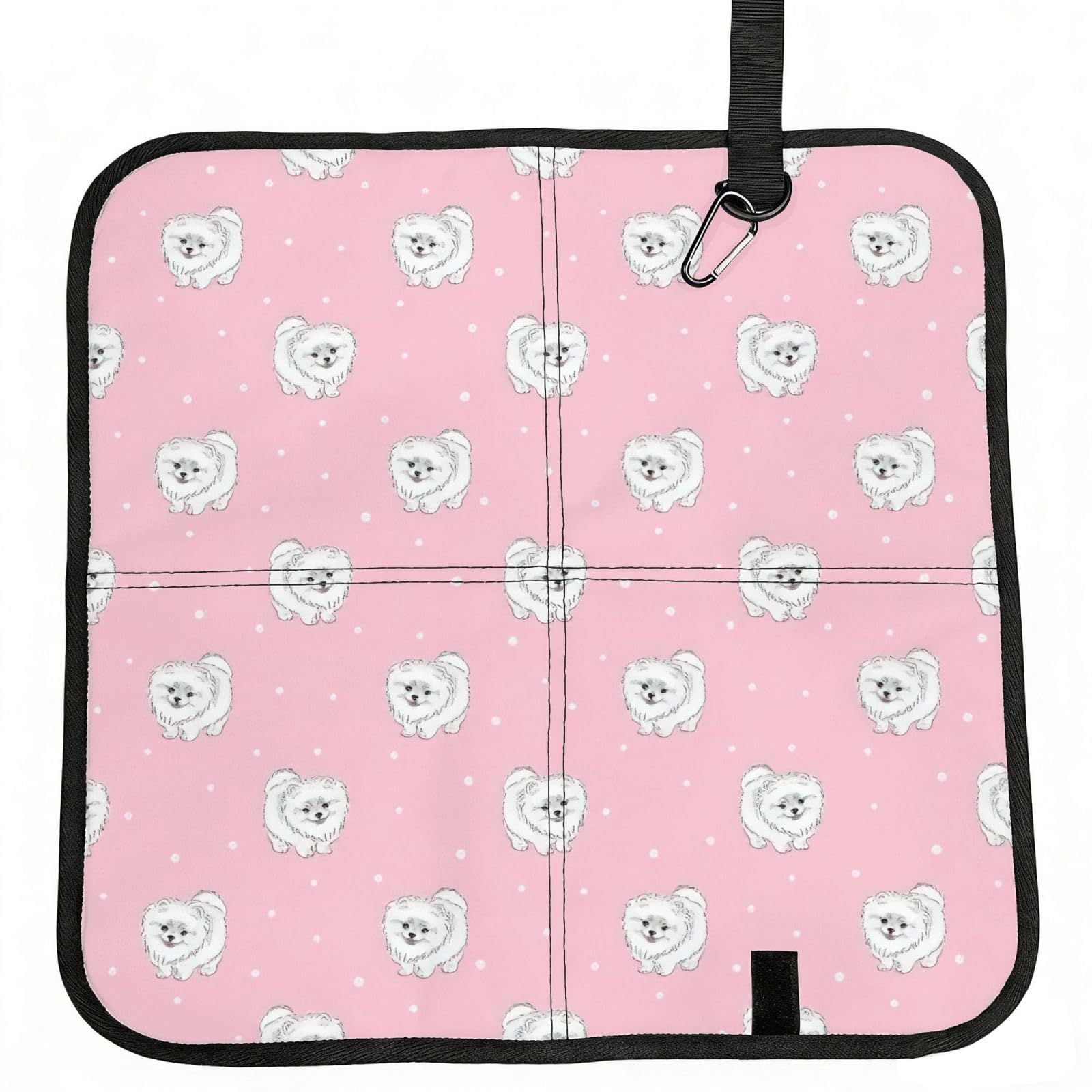 SDEGTHO Pomeranians Puppies and Point Printed Foldable Seat Pad with Closure, Lightweight Cushion for Airplane Travel Camping