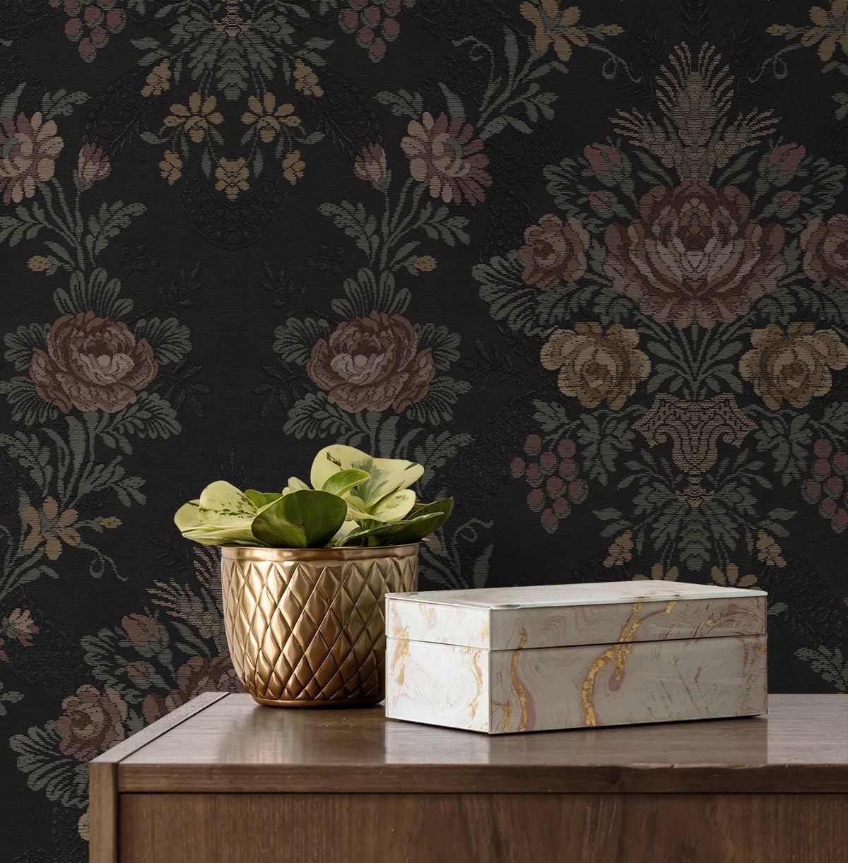NextWall Hasset Tapestry Floral Peel and Stick Wallpaper (Wrought Iron)