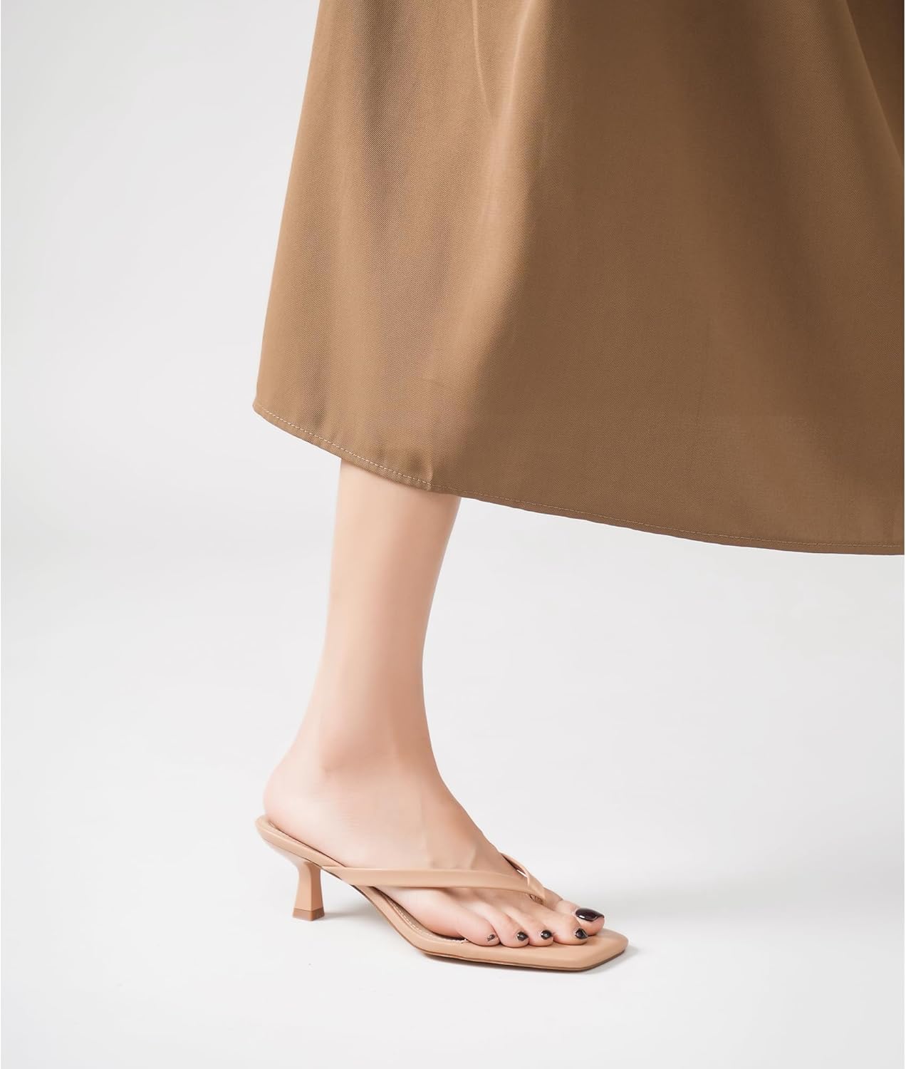 Women's Kitten Heels Sandals Square Open Toe Flip Flop Heels 1.8-2 Inch Heeled Sandals for Women - Image 2