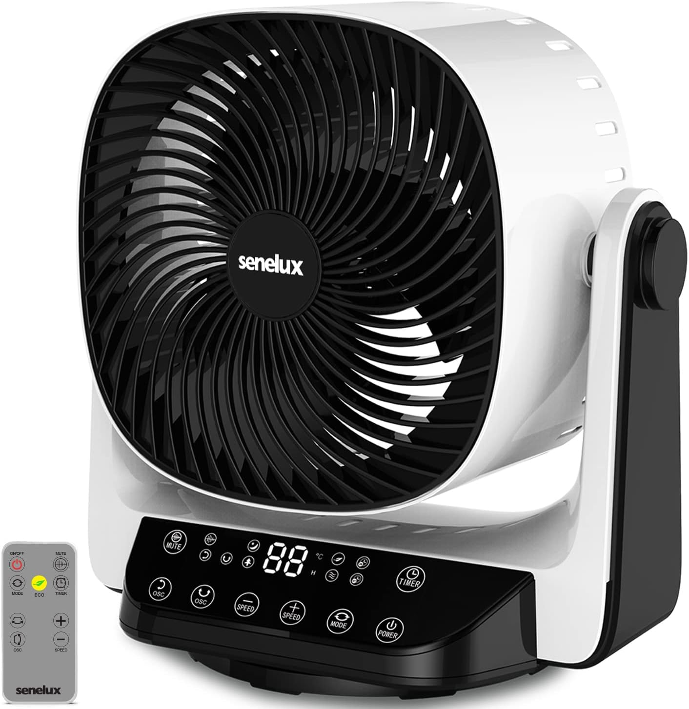 – 9” DC Air Circulator Fan - Ultra Quiet - Automatic Oscillation, 8 Fan Speeds, 4 Operational Modes, Timer, LED Display & Remote Control. Perfect for Desks, Bedrooms & Offices