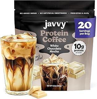 White Chocolate Mocha Protein Iced Coffee - Premium Whey Protein & Instant Iced Coffees - 100% Natural Cold Brew - Zero Artificial Flavors & Sweeteners, 80 mg Caffeine, No Added Sugar, 20 Servings