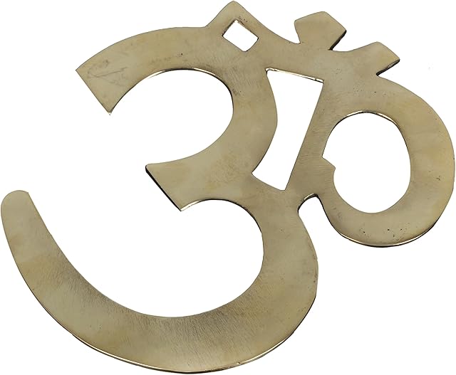 Beautiful Handmade Brass Om Aum Hindu Symbol Wall Door Hanging Decorative Buddhist Sign (OM-1035-XS)
