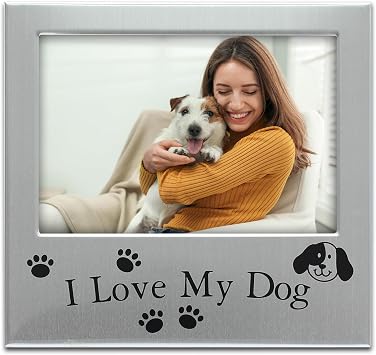 5x3 I Love My Dog Brushed Silver-Tone Metal Picture Frame