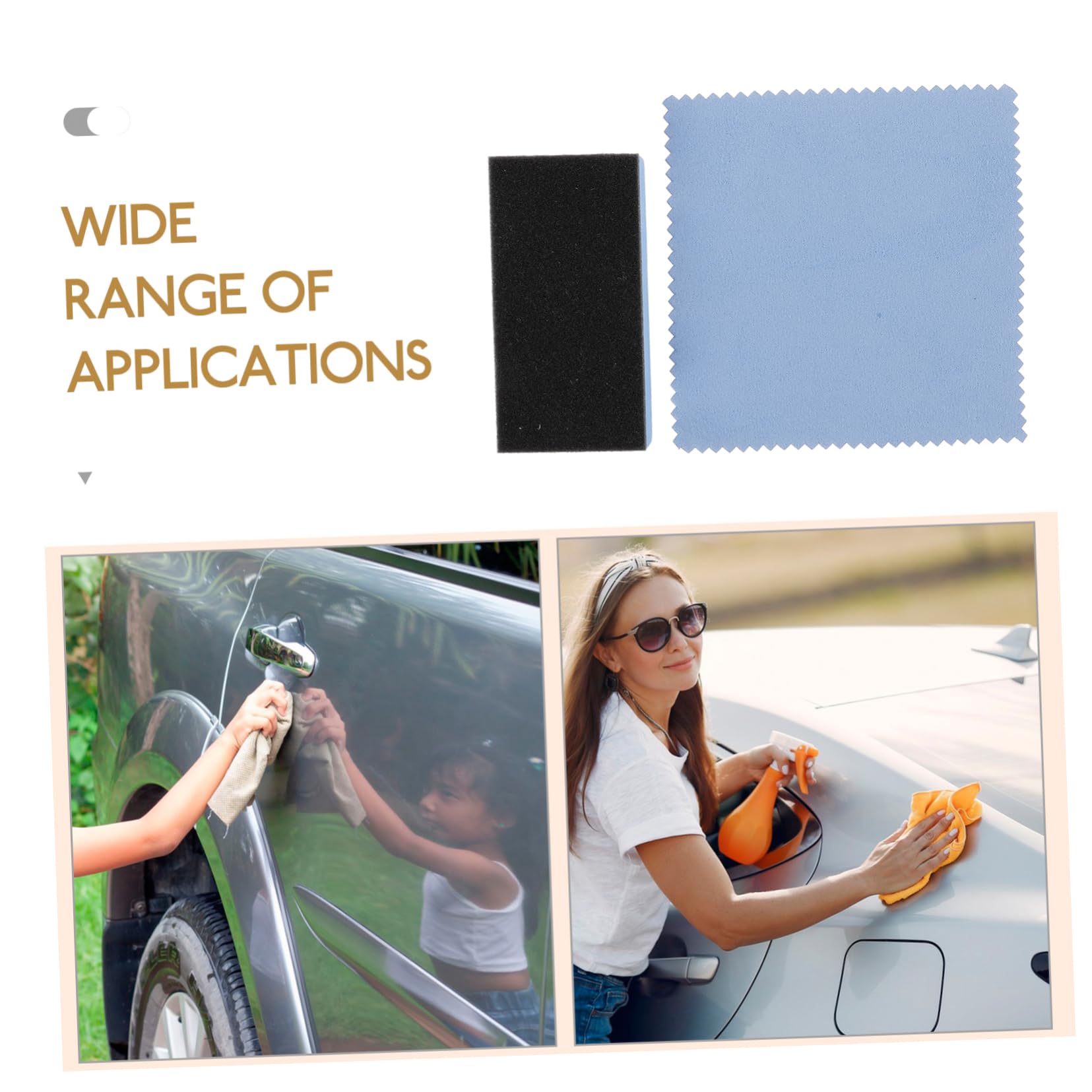 FUNOMOCYA Crystal Coated Sponge Block 2pcs Set for Car Wax Applicator Pad Automotive Detailing Kit Polishing Pads and Buffing Pads