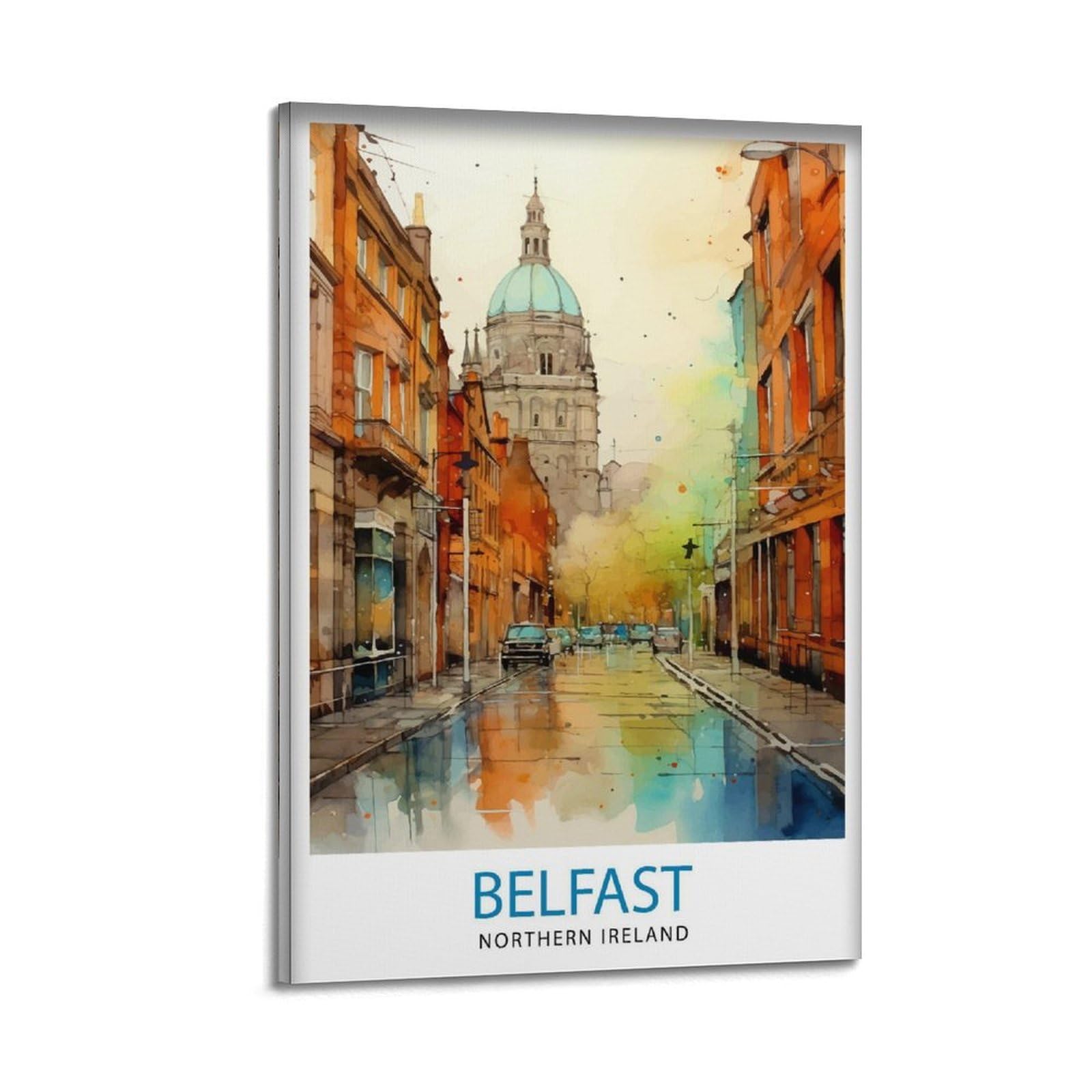 xiaoxiaoshen Belfast Northern Ireland Travel Cityscape Gif Canvas Poster Wall Art Prints Room Aesthetic Murals Bedroom And Living Decorations 12x18inch(30x45cm)