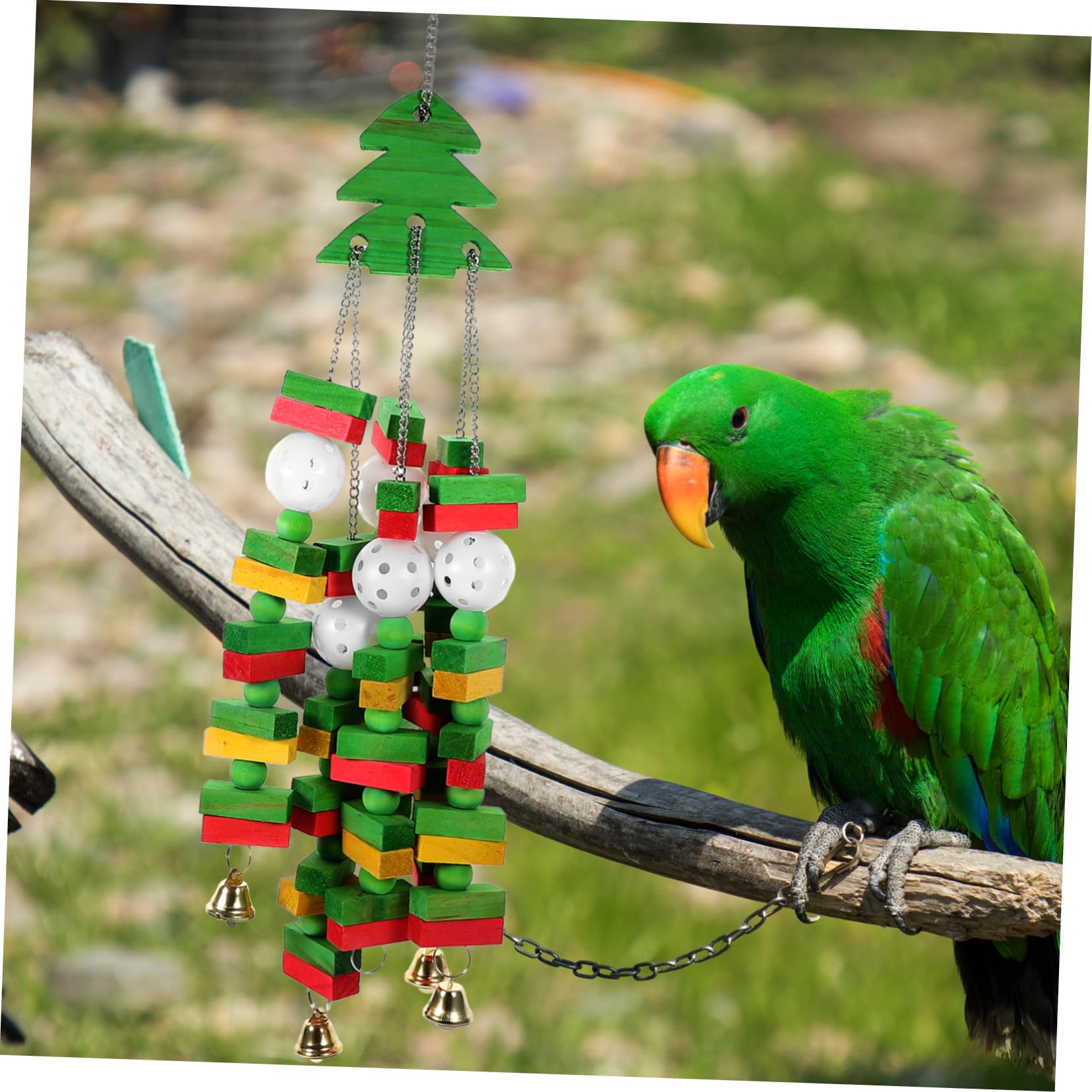 à mâcher Perroquet Oiseaux cacatoès Jouets Cage volière d'oiseau délicat à mâcher Oiseau de Noël Perroquet à Suspendre de Dentition Perroquet en Bois