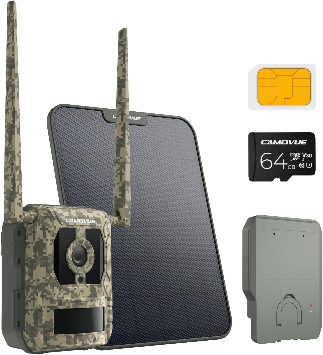 True 4K 4G LTE Cellular Hunting Camera +Battery Pack+6W Solar Panel+64G SD Card, 0.2s Trigger Speed, Game or Trail Camera with GPS, Non-Glow IR, SIM Card, Motion Capture, Talon Pro Solar Kit