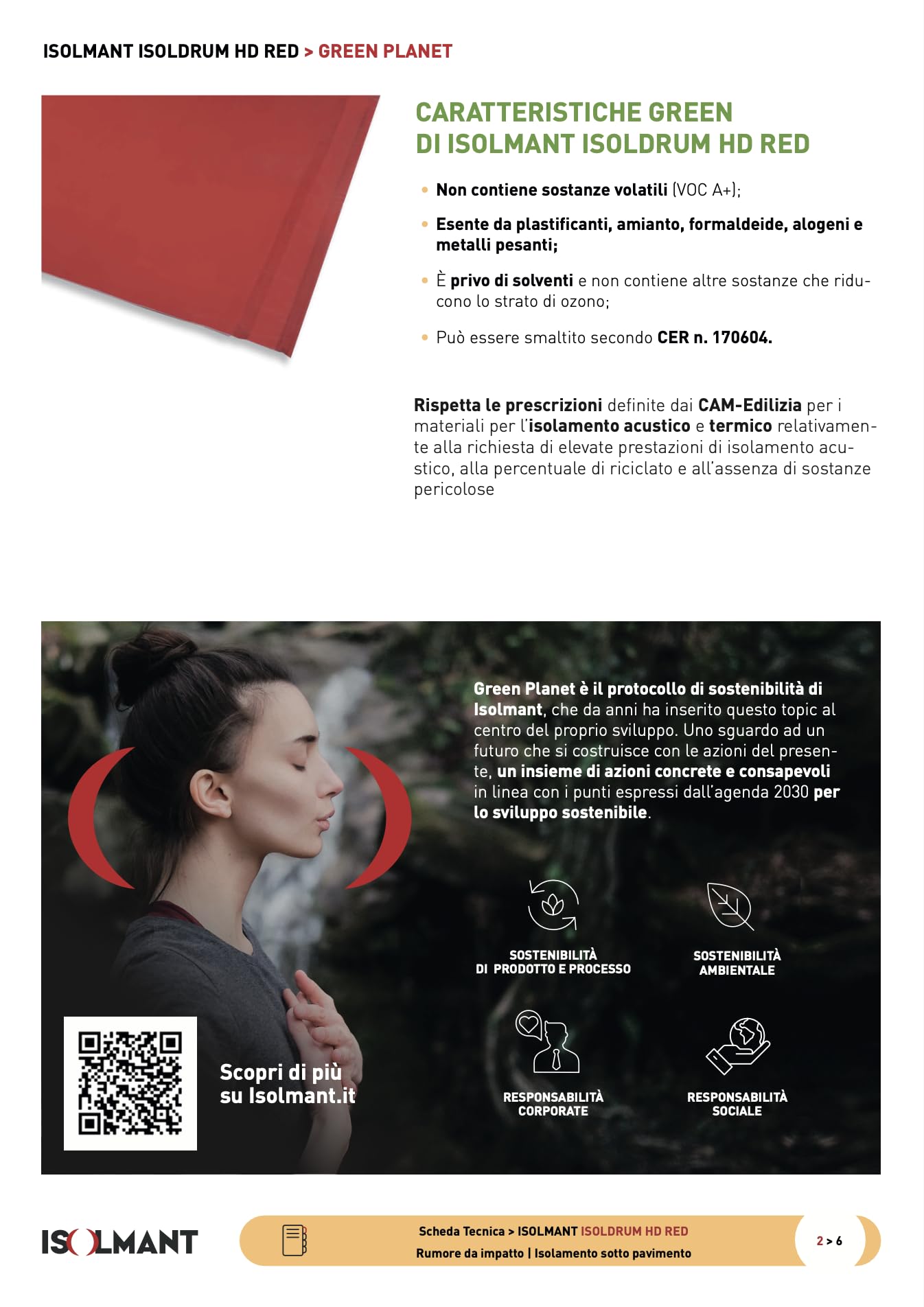Materassino Sottopavimento ISOLMANT - ISOLDRUM HD RED | Materassino isolante in polietilene di tipo NPE ad elevata densità rivestito con film PE L6.20