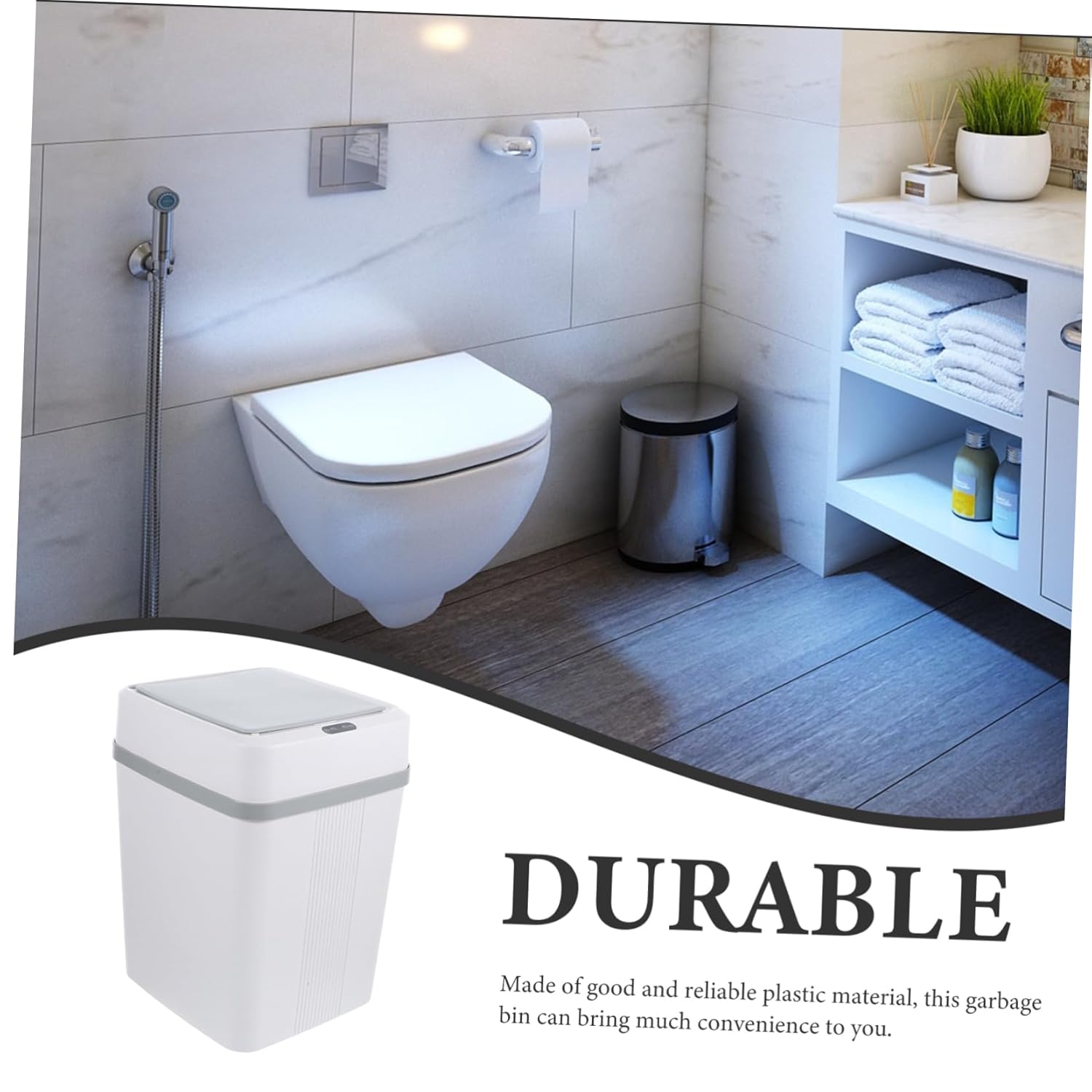 Levemolo Smart Motion Sensor Trash Can Capacity Automatic Infrared Recognition Design for Kitchen Bathroom Bedroom Use Reliable Plastic Construction