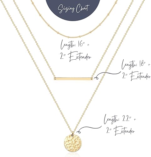 Miniatura 5 de Ava Riley Collar para mujer, gargantilla delicada chapada en oro de 14 quilates, collares de plata en capas para mujer, joyería de playa de moda