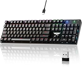 Newmen GM335 Hot Swappable Mechanical Keyboard Wireless 2.4Ghz/Wired USB C Gaming Keyboard Anti-ghosting LED Backlit Wireless Ergonomic Mechanical Keyboard for Mac Windows PC Gamer(Red Switch)